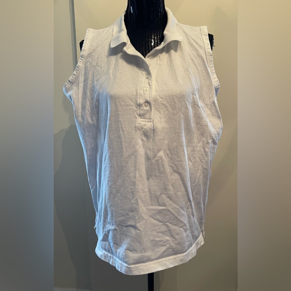 Vintage Ford 100 Classic Sleeveless White Polo Top Size Large